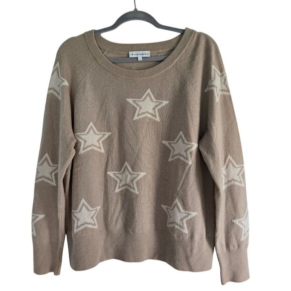 White + Warren Star Intarsia 100% Cashmere Crewneck Pullover Sweater Size L - Picture 2 of 7